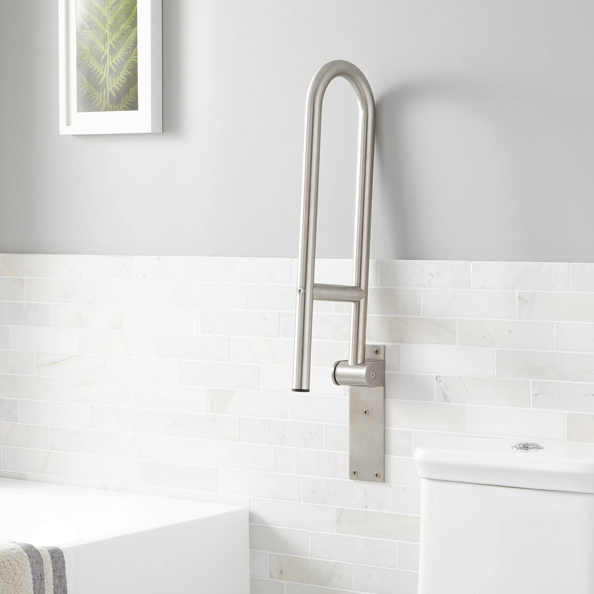Flip Up Grab Bar with Position Hinge, Stainless Steel J863