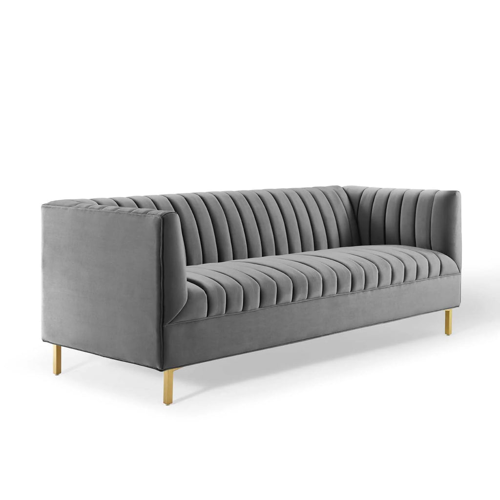 Gray Performance Velvet Sofa H27611