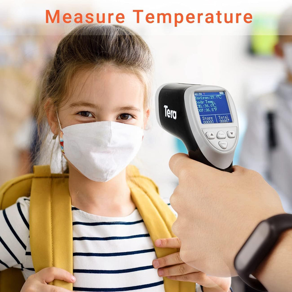 Tera Barcode Scanner Temperature Thermometer 2D QR 1D Cordless Bar Code Reader with Digital Display Screen, Compatible with Bluetooth 2.4Ghz Wireless USB Wired Pack of 2 J3384