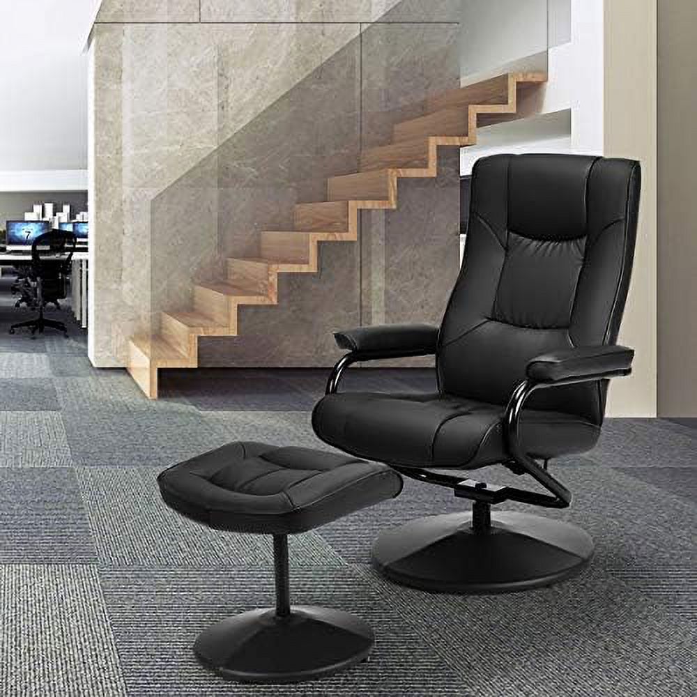 Swivel Recliner Chair with Footrest Stool Ottoman Set Black V462