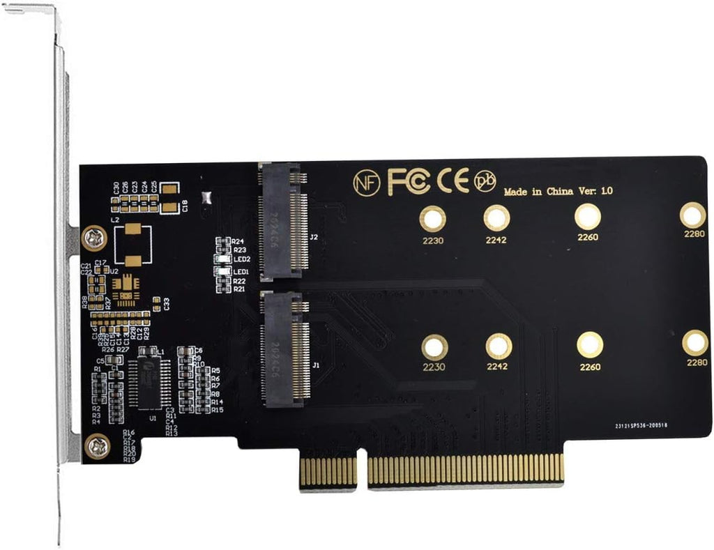 4X NVME M.2 AHCI to PCI-E Express 3.0 Gen3 X16 Raid Card with Fan, Pack of 2 Q88144