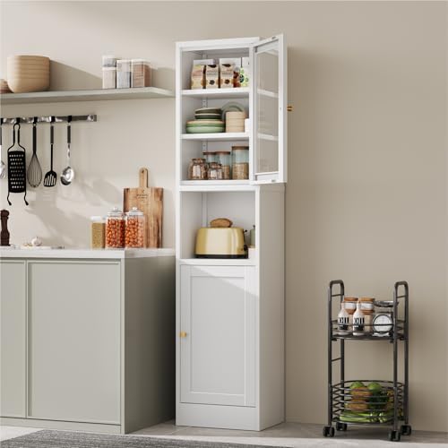 Tall White Metal Storage Cabinet with 3 Adjustable Shelves and 2 Doors J6974