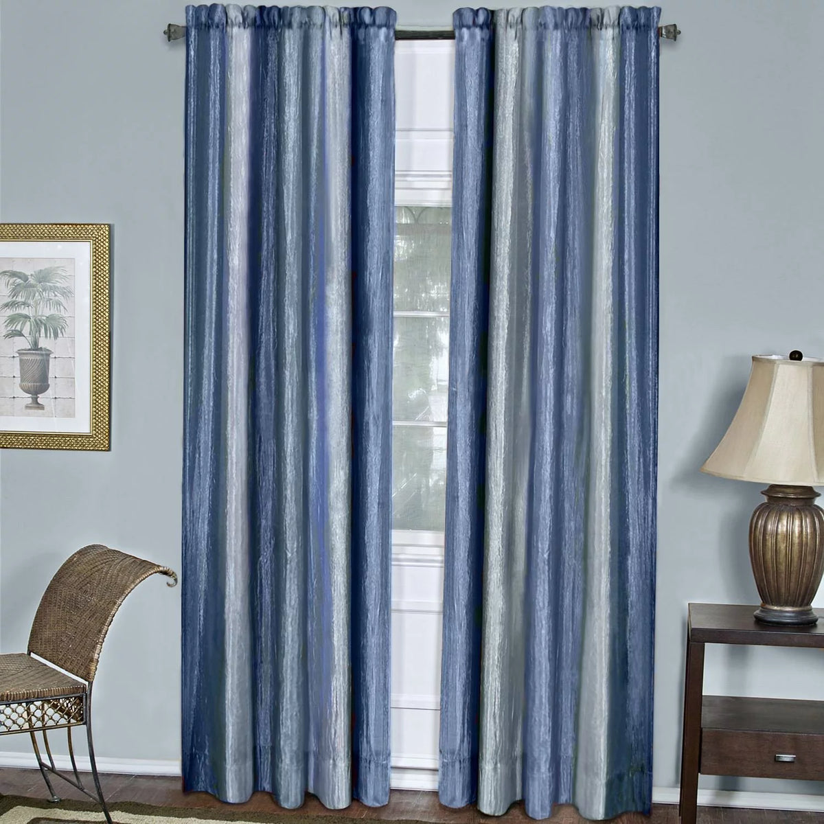 Blue Ombre Window Curtain Panel Set of 2 W157948