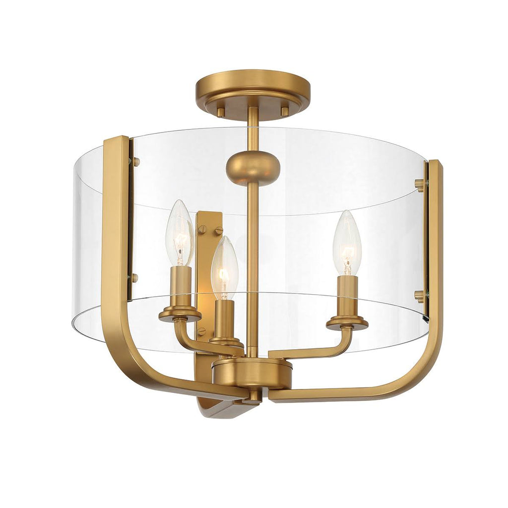 3 Light Semi-Flush Mount Brass W2521