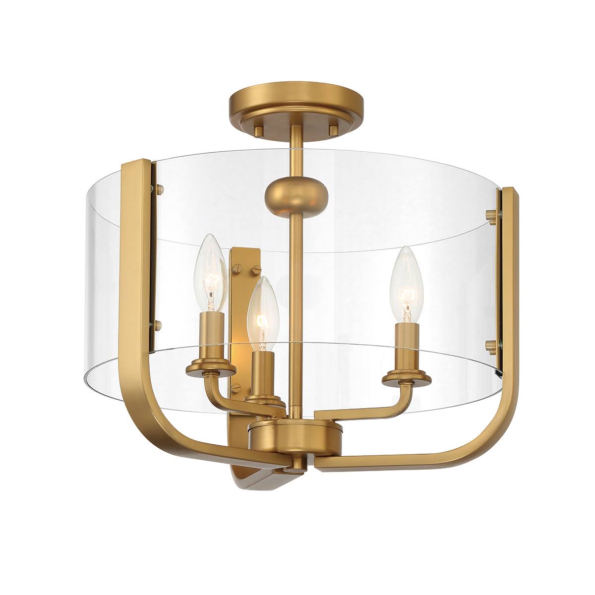 3 Light Semi-Flush Mount Brass W2521