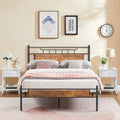 3-Piece Bedroom Set with Full Size Platform Bed Frame and 1-Drawer White Nightstand I45506