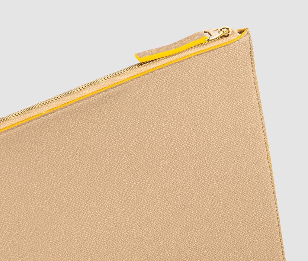 Laptop Case (Beige/Yellow) - 13-15 inch pu-leather S6133