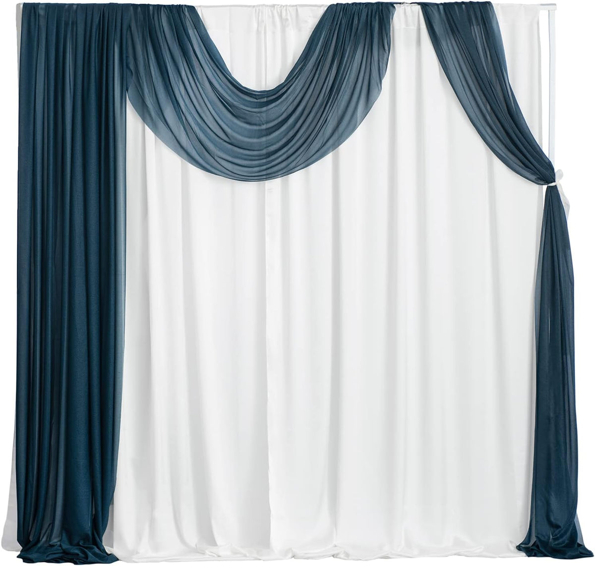 4 Panels Chiffon Wedding Backdrop Curtains, Dusty Rose & White R2976