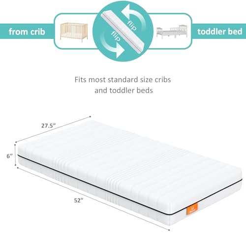 Dual-Sided Memory Foam Crib Mattress with Washable Mesh Cover I280