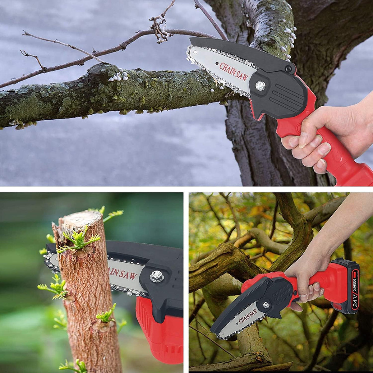 4 Inch 24V Cordless Electric Chainsaw, Pack of 2 S217