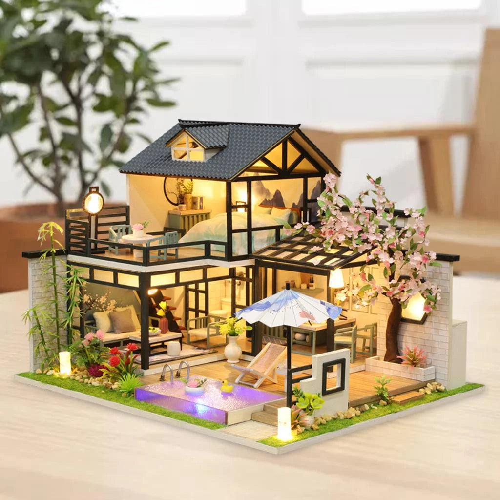 DIY Wooden Dollhouse with Furniture O275