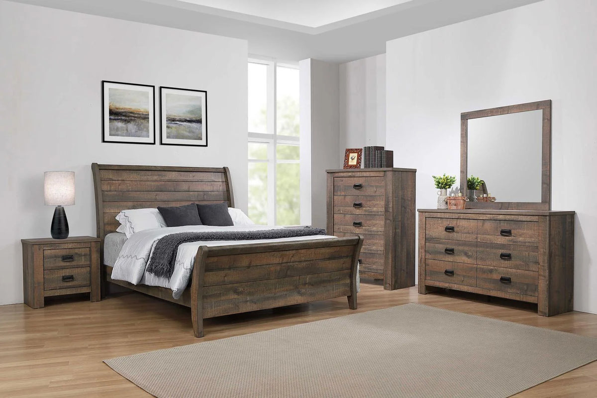 California King Sleigh Bedroom Set Weathered Oak M79521