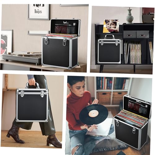 Black Vinyl Record Storage Case S7398