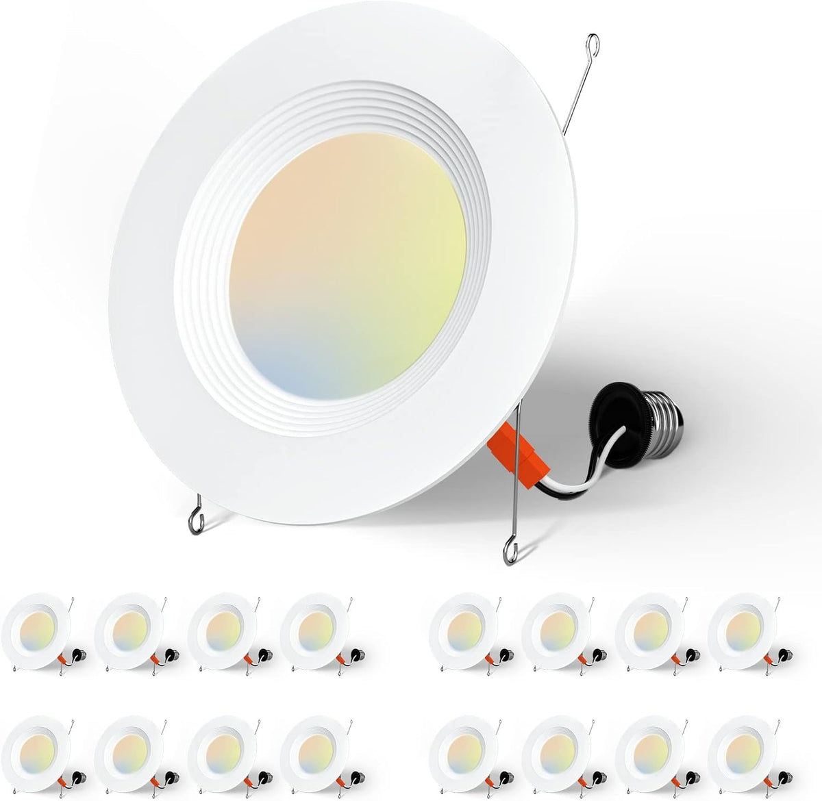 16 Pack 4CCT LED Recessed Lighting with Baffle Trim D687637