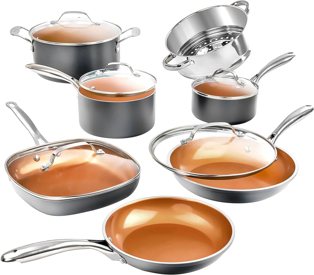 12 Piece Non Stick Ti-Cerama Copper Cookware Set A729061