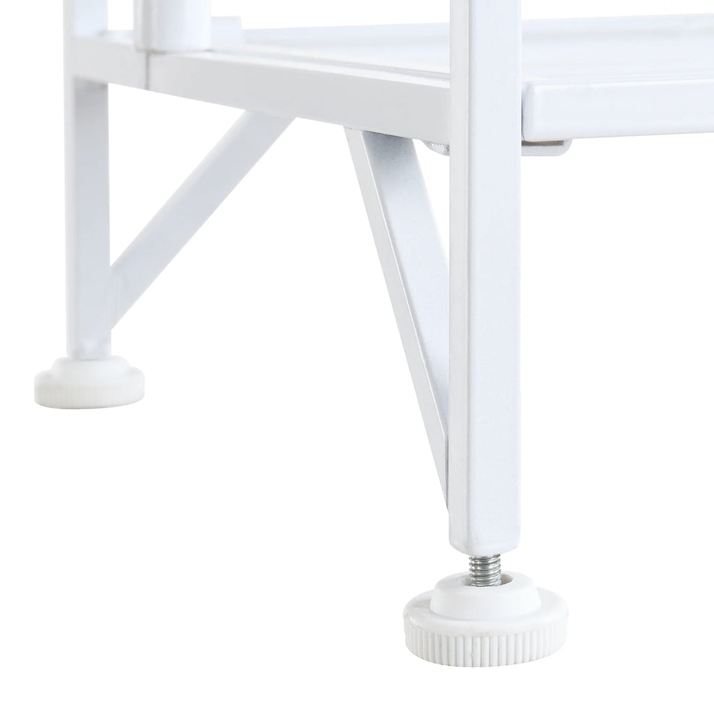 White 3 Tier Folding Metal Corner Shelf M98323