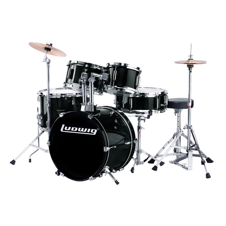 5-Piece Drum Set with Cymbals Black C476