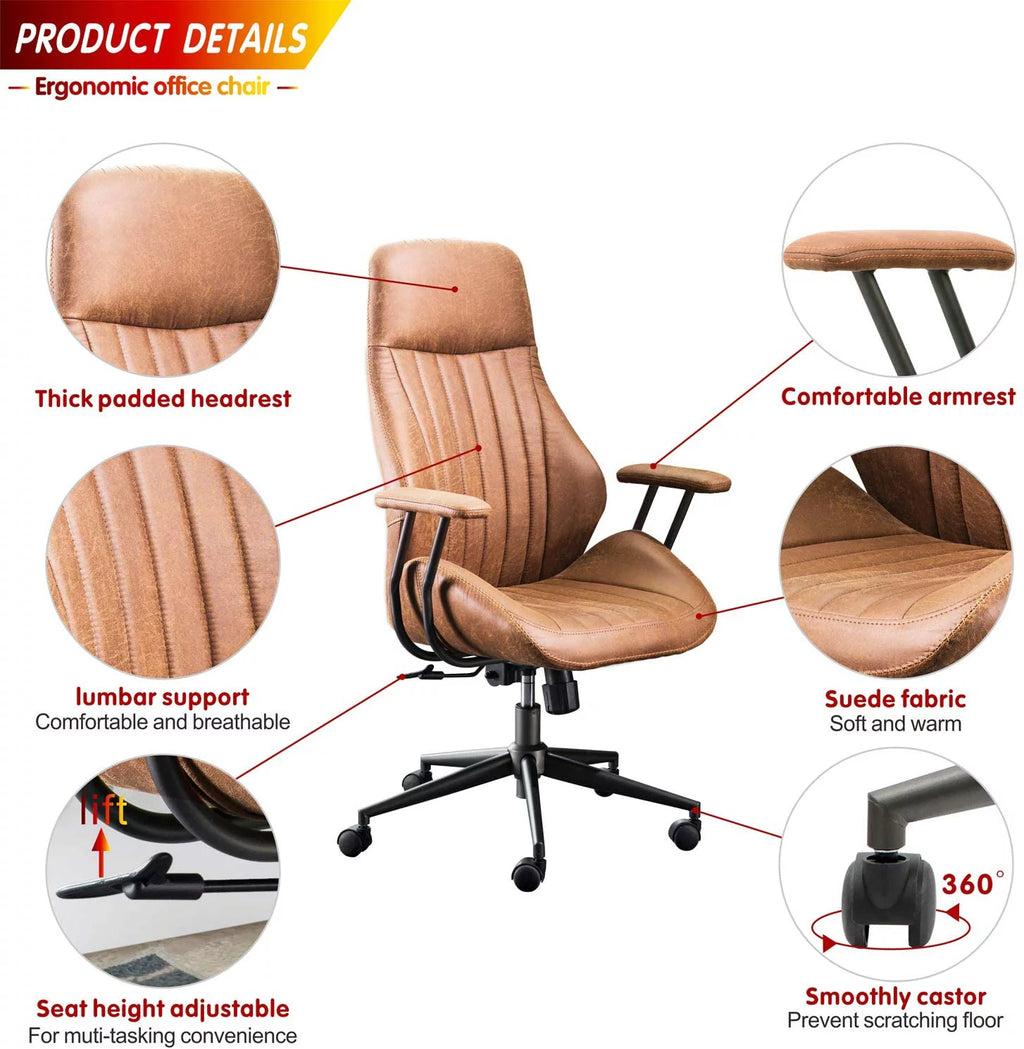 Brown Ergonomic Office Chair with Lumbar Support C807350