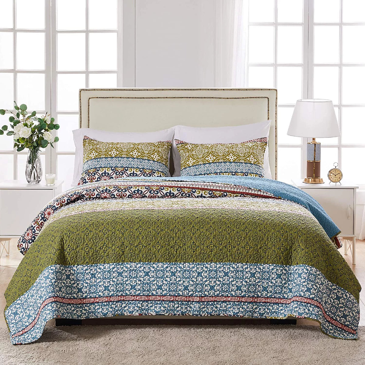 100% Cotton Reversible Oversized Quilt Set, 3-Piece King/Cal King S897788