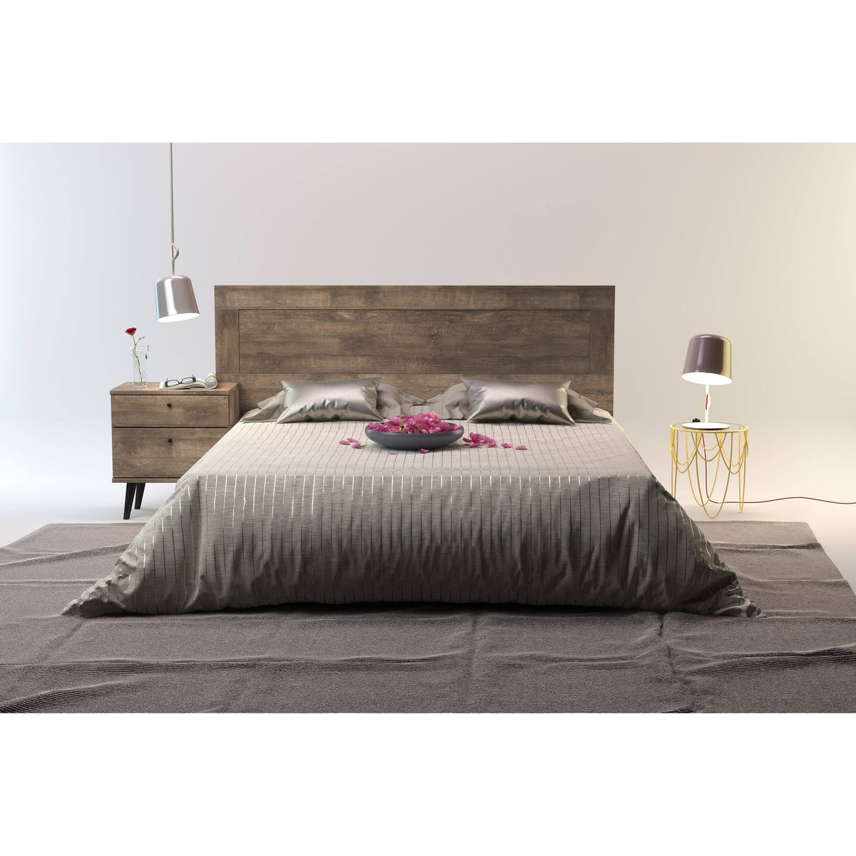 Brown King Wall Mounted Headboard T8532