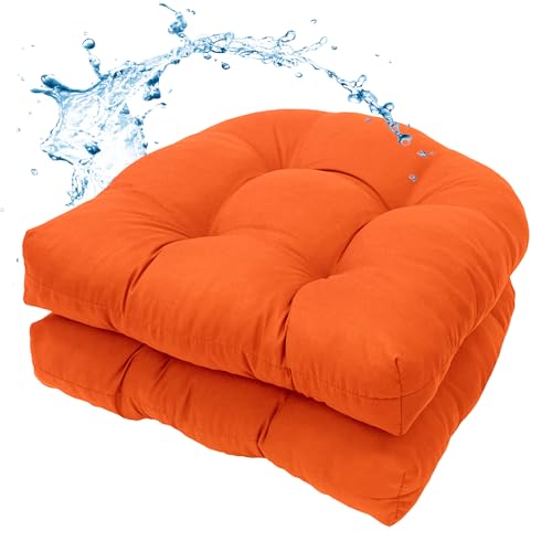Water-Repellent Outdoor Chair Cushions Set of 2, 19”X19” Tufted Seat Cushions W50135