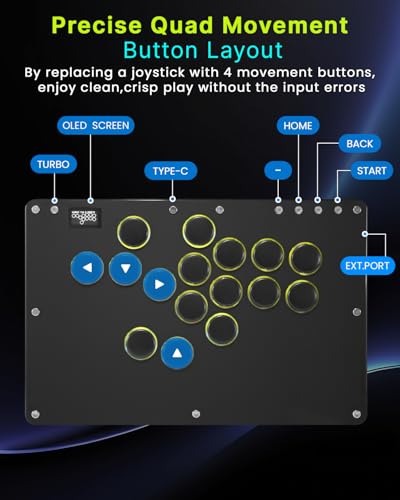 Black All-Button Arcade Stick with Turbo Functions & Custom RGB L2162