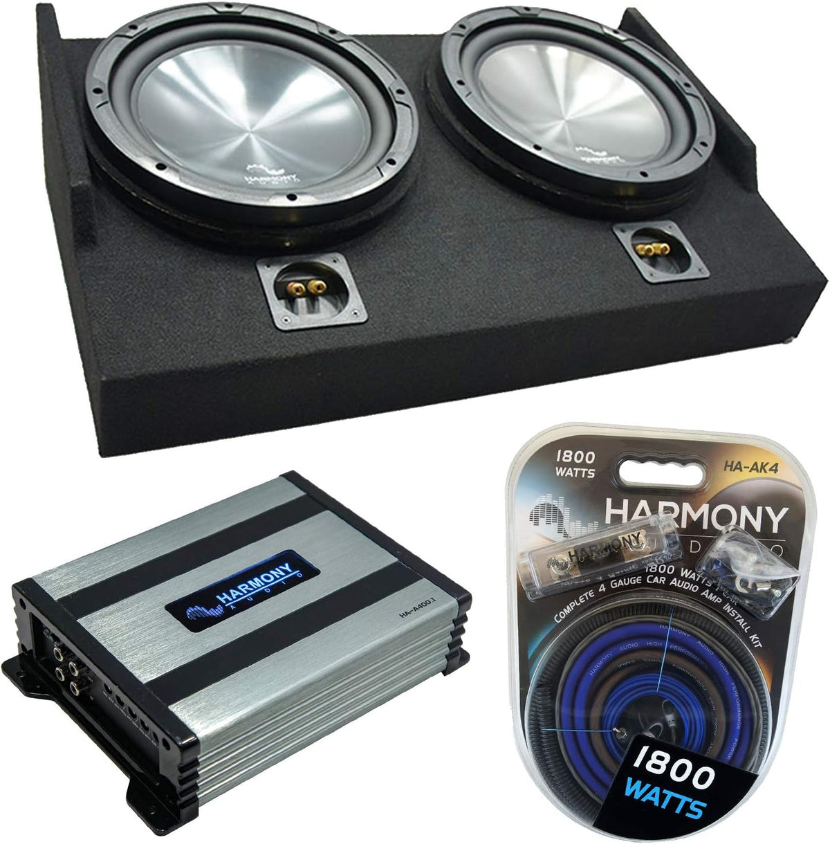 Dual 10 Custom Sub Box Enclosure & 800W Amplifier H123
