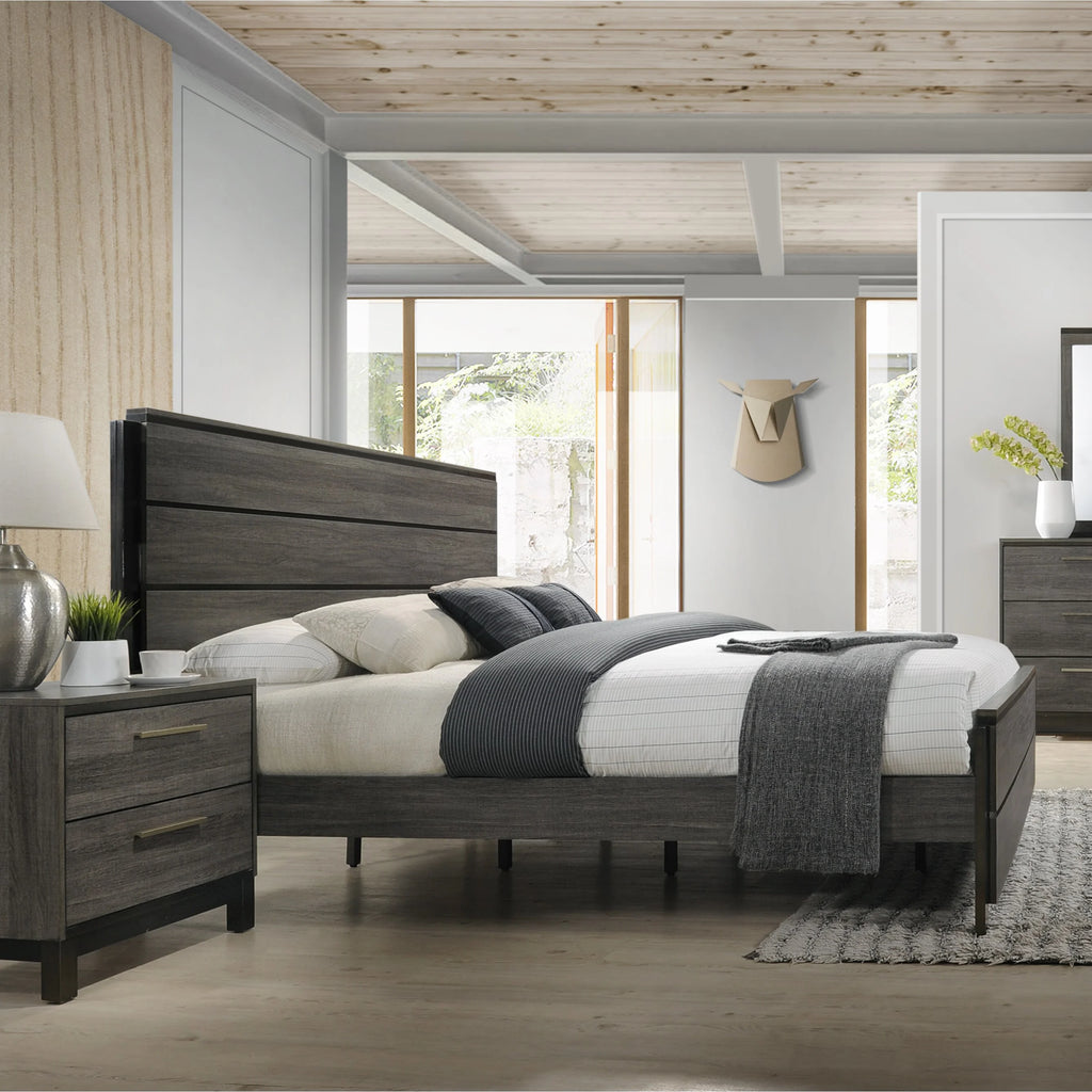 King Size Wood Bedroom Set with Dresser Mirror Nightstand Chest Z16550
