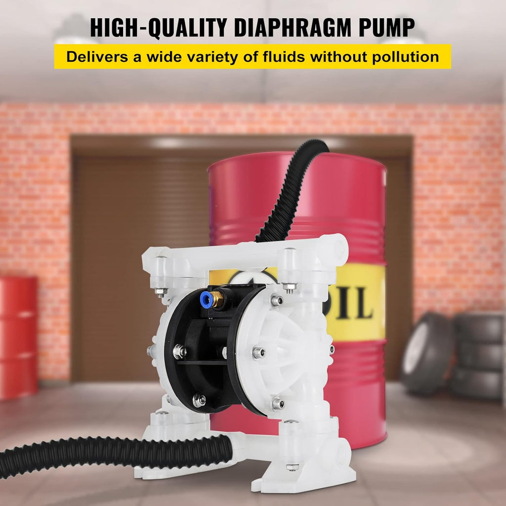 1/2 inch Air-Operated Double Diaphragm Pump 7GPM Max Flow Pneumatic Nitrile 100PSI A467