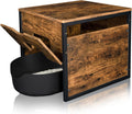 Rustic Brown and Black Cat Litter Box Enclosure with Magnetic Door Q2216