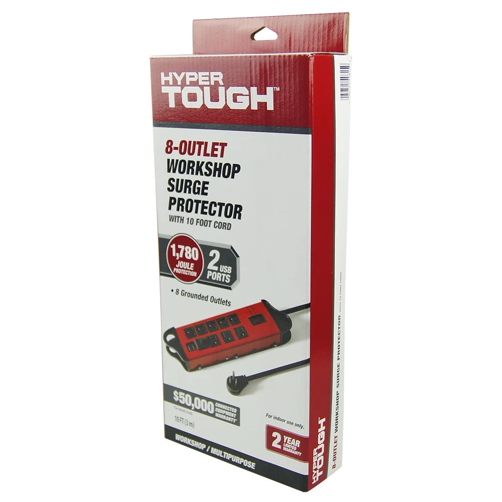 Red Metal Surge Protector with 2 USB X637
