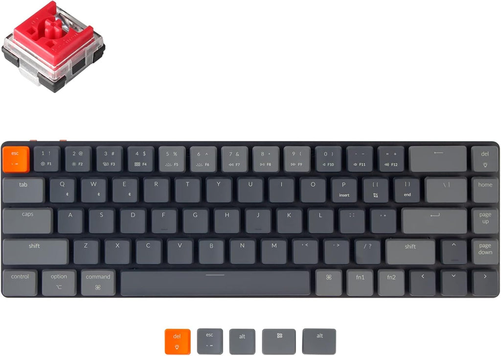 65% Layout Hot-swappable Ultra-Slim Wireless Bluetooth/Wired USB Mechanical Keyboard with Low-Profile Optical Blue Switch/RGB Backlit/68 Keys Q960