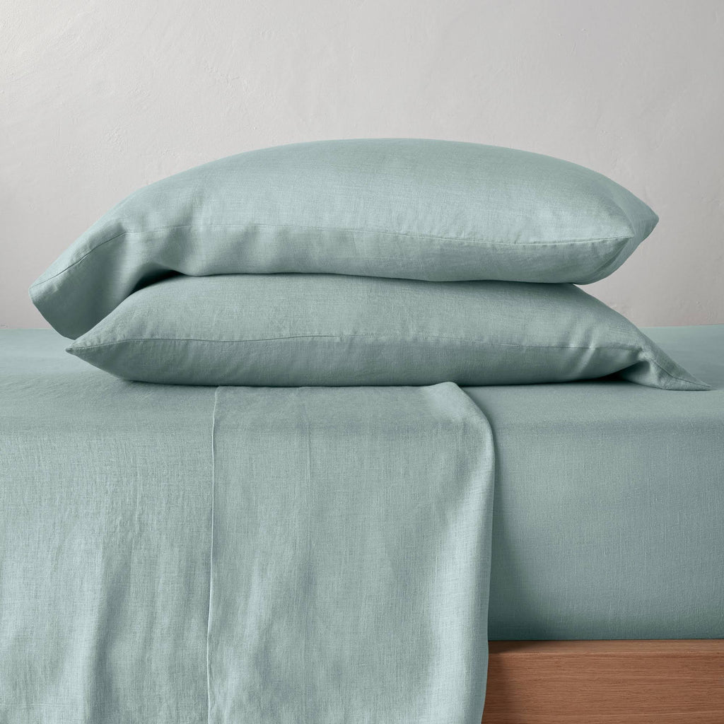 Sage Green Washed Hemp Solid Sheet Set C616