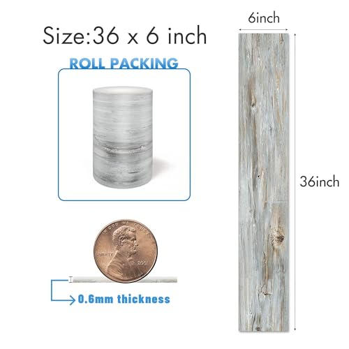 Waterproof Peel and Stick Vinyl Floor Tile, 36 Pack 54 Sq.Ft Wood Plank, 36" x 6" Dustgray V974
