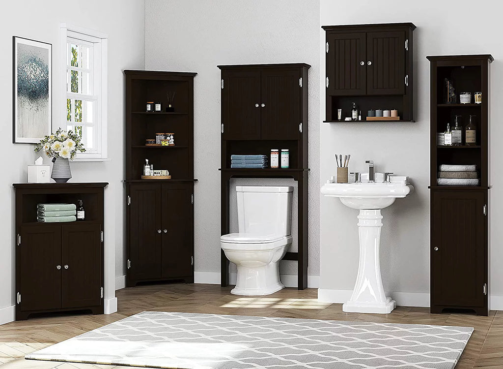 Bathroom Storage Over The Toilet Cabinet with Adjustable Shelves and Double Doors J526