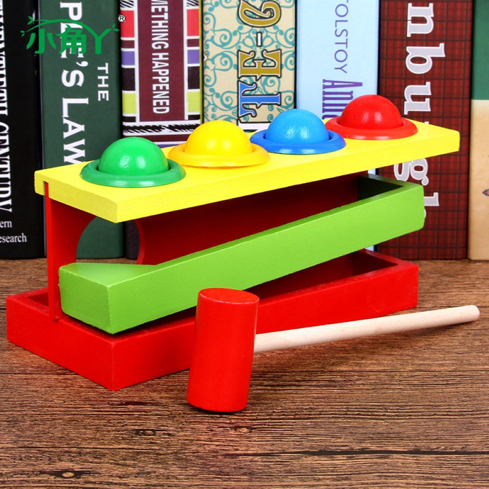 Kid Wooden Color Match Hammering Ball Box Puzzle Game Hand Piling Interactive Toy C2343