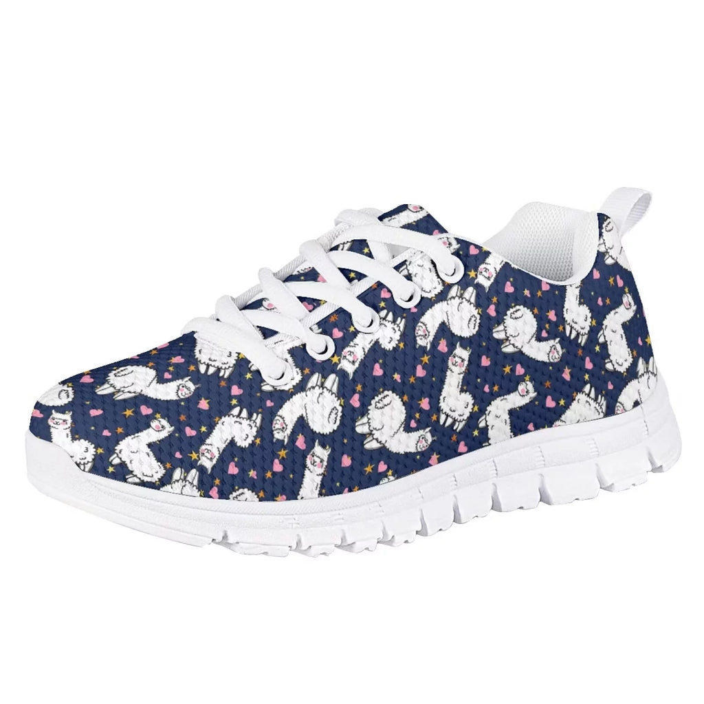Sneakers for Girls Cartoon Alpaca Print Low Top Lace Up Size 1 R55065