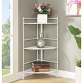 White 3 Tier Folding Metal Corner Shelf M98323