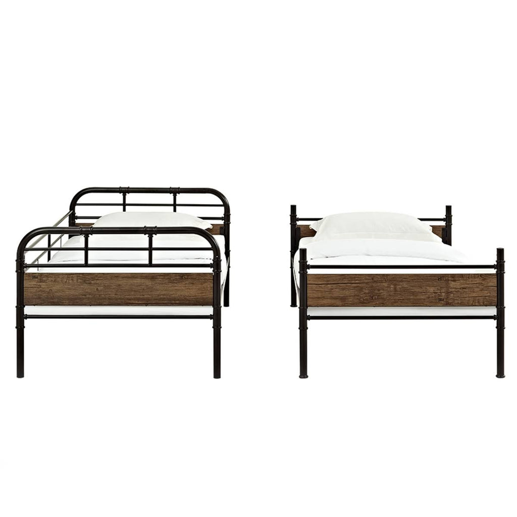 Twin Over Twin Metal Wood Bunk Bed J663895