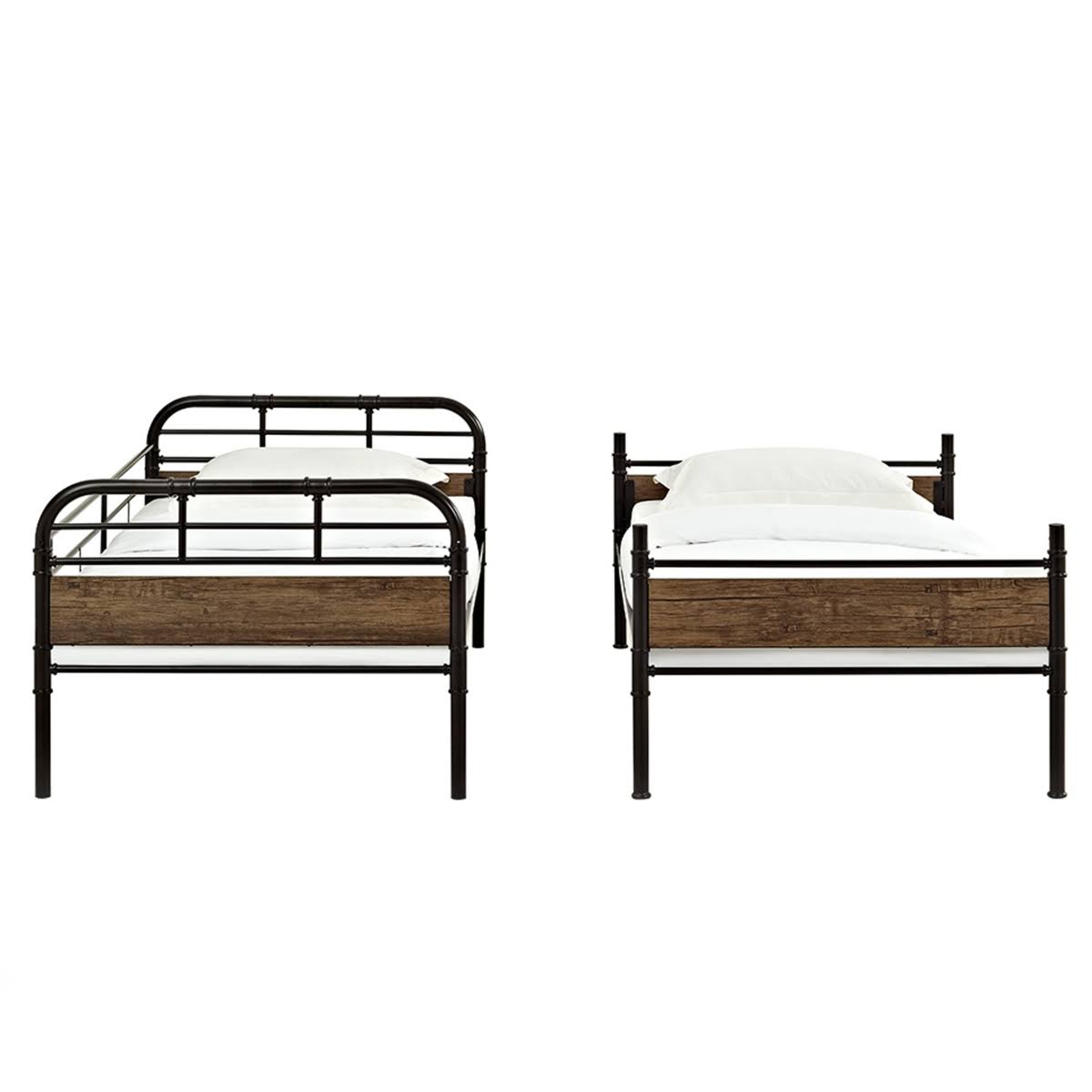 Twin Over Twin Metal Wood Bunk Bed J663895