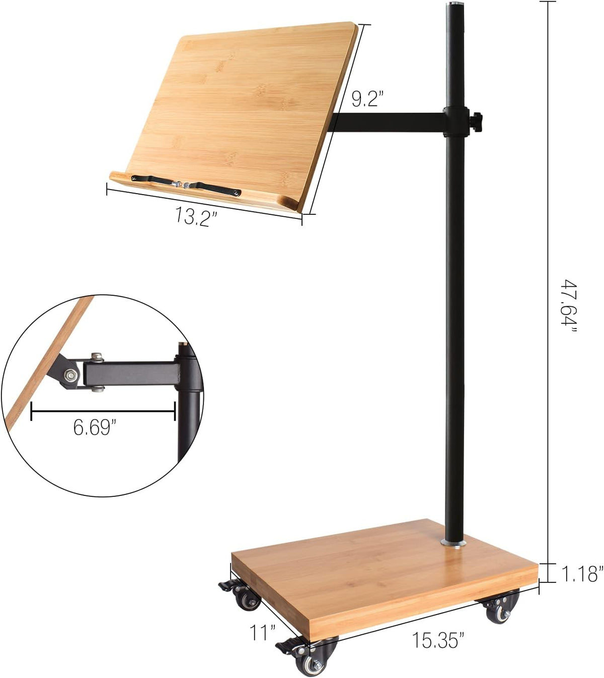 Adjustable Bamboo Floor Book Stand I702
