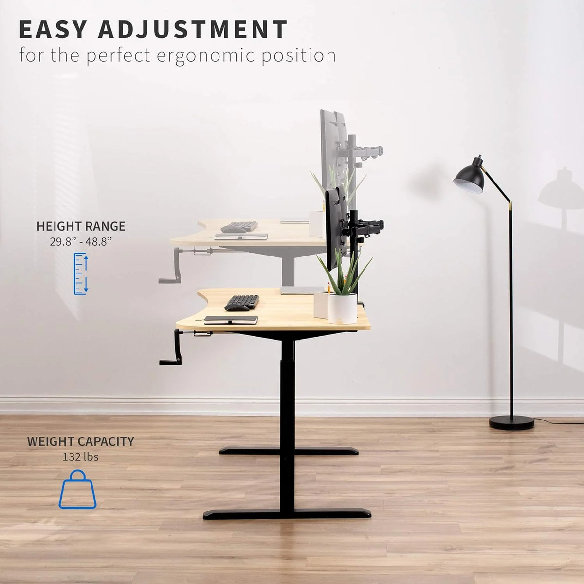 Height Adjustable 63 X 32 Inch Stand Up Desk N33141