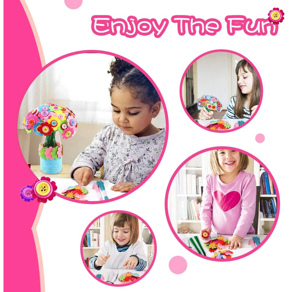 Flower Craft Kit with Buttons and Felt Vase Arts Toy F937077