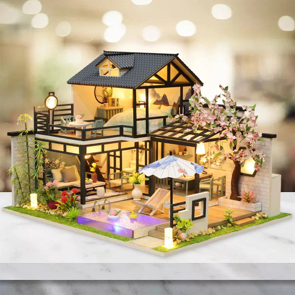 DIY Wooden Dollhouse with Furniture O275