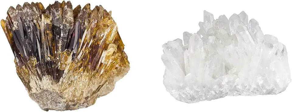Natural Raw Amber Calcite Crystal Cluster & Clear Quartz Crystal Cluster F65276