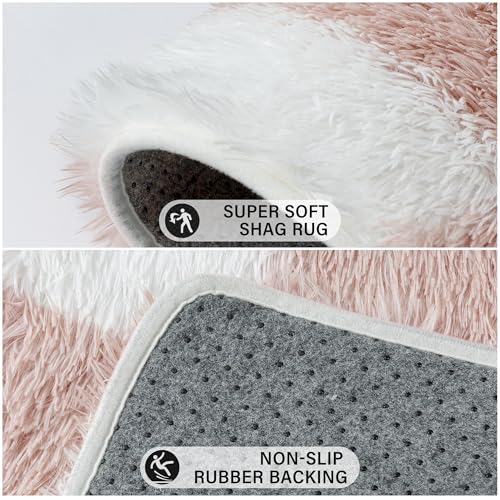 Beige and White Checkered Shag Rug 8x10 S33412