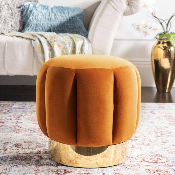 Dark Gray Channel Tufted Ottoman B805