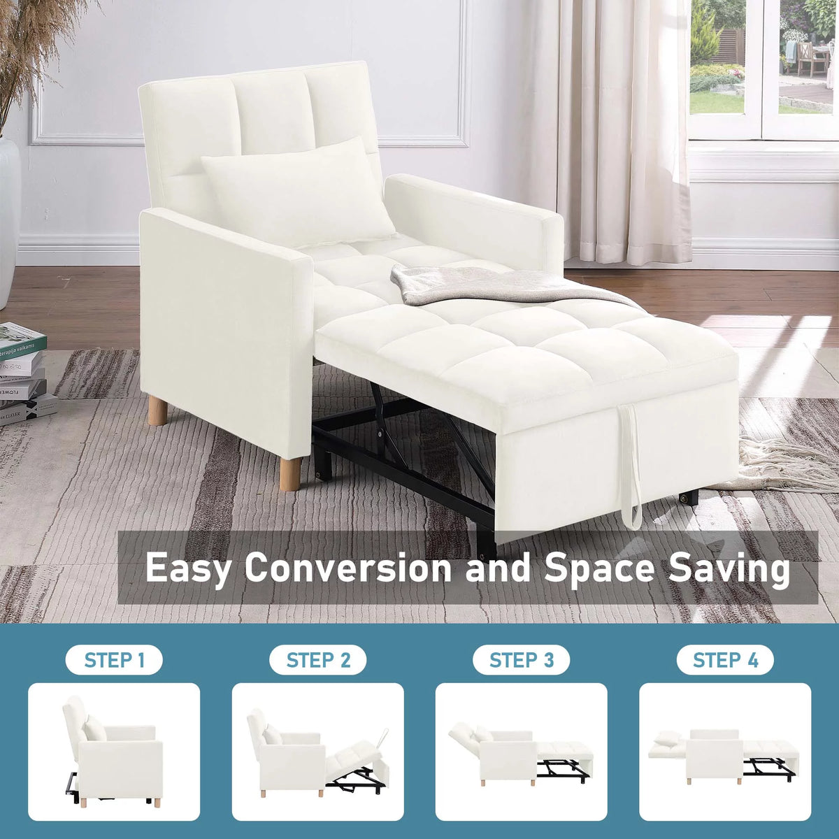 Gray Convertible Sleeper Chair Bed F73580