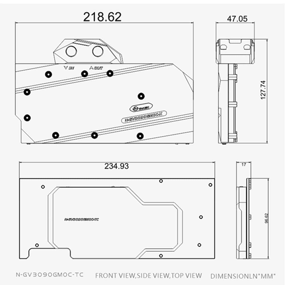 GPU Water Block for Gigabyte RTX3080/3090 Gaming OC Backplate Copper Radiator P809441