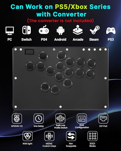Black All-Button Arcade Stick with Turbo Functions & Custom RGB L2162
